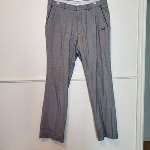 Louis Castel Men's Houndstooth Flat Front Casual Dress Pants Black White Size 32